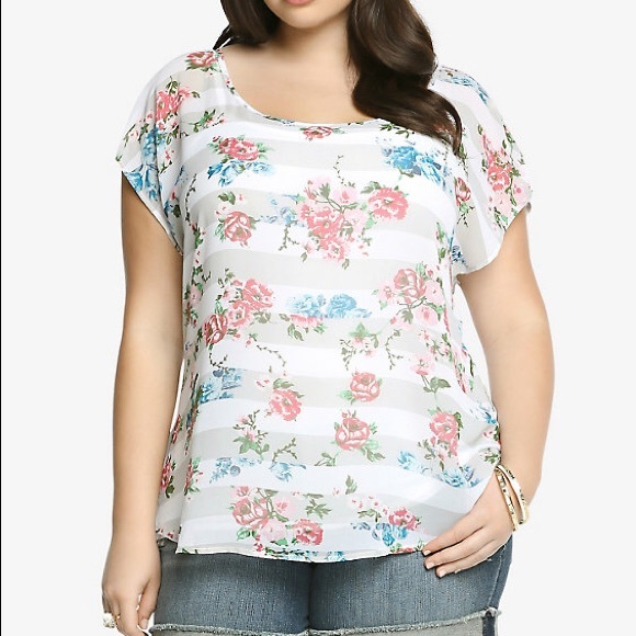 torrid Tops - 🌸SOLD🌸Torrid Button Back Floral Sheer Blouse